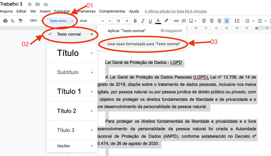 Formatação de textos com estilos