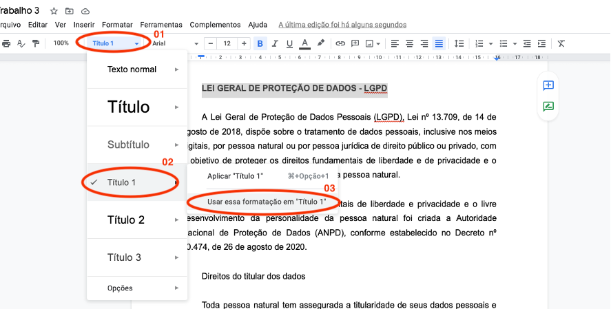 Formatação de textos com estilos