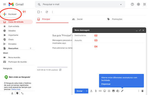 Enviando e-mail