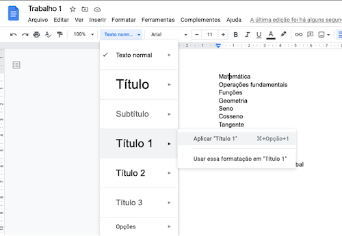 Criando o Sumário