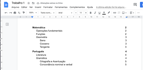 Criando o Sumário