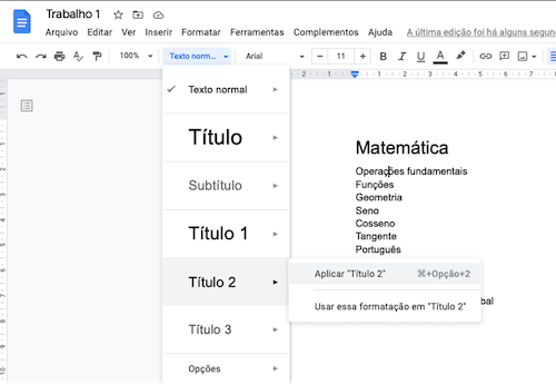 Criando o Sumário