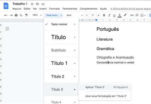 Criando o Sumário