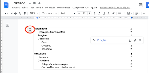 Criando o Sumário