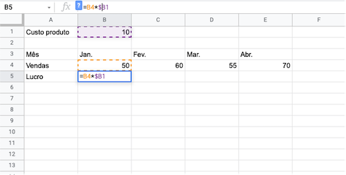 Fixando a linha/coluna na projeção